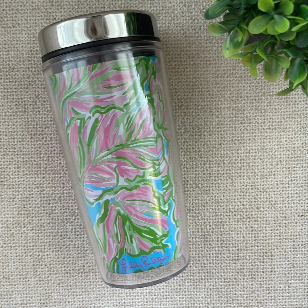 Lilly Pulitzer “M” travel tumbler 7”